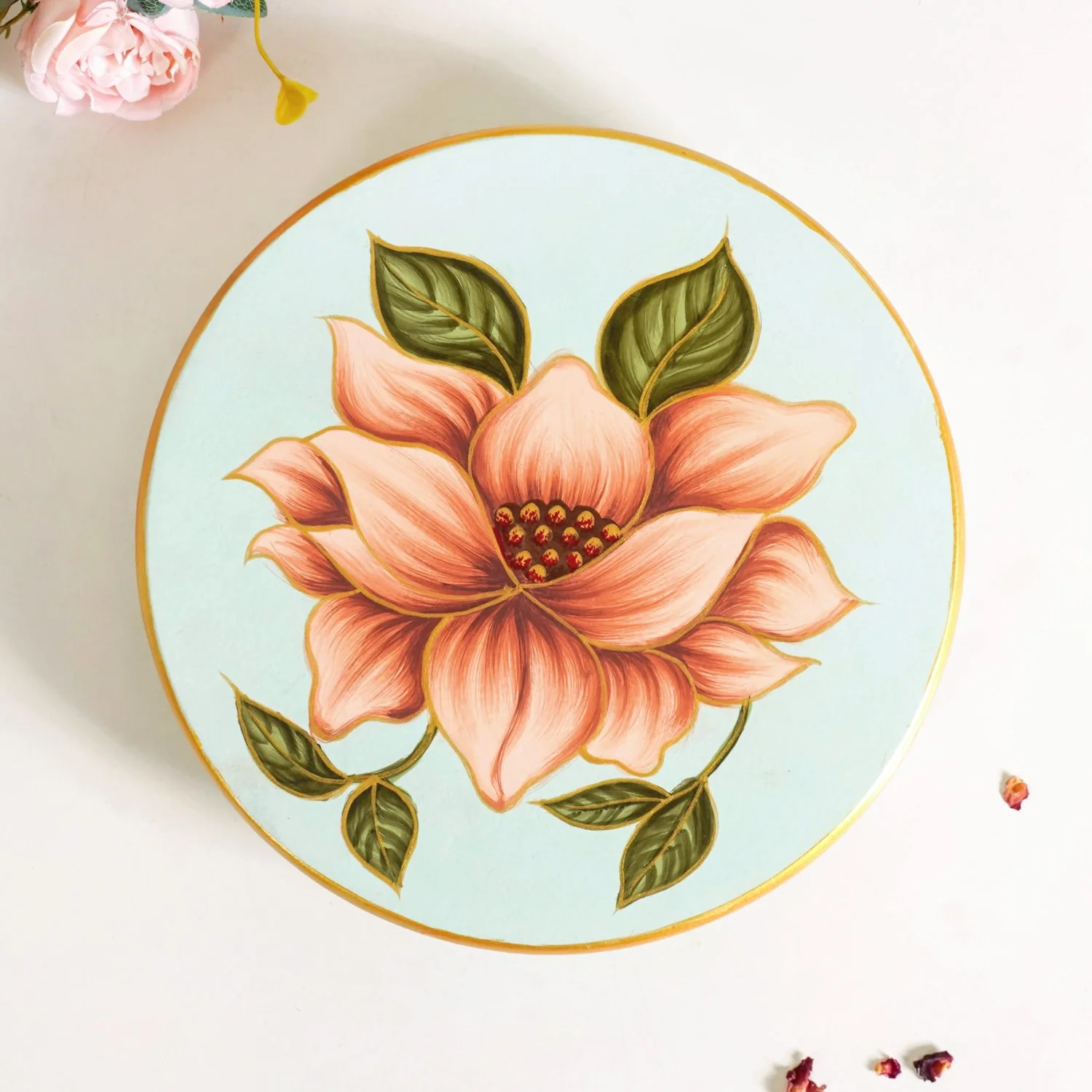 Lotus Royale Round Hand Painted Trivet - Image 9