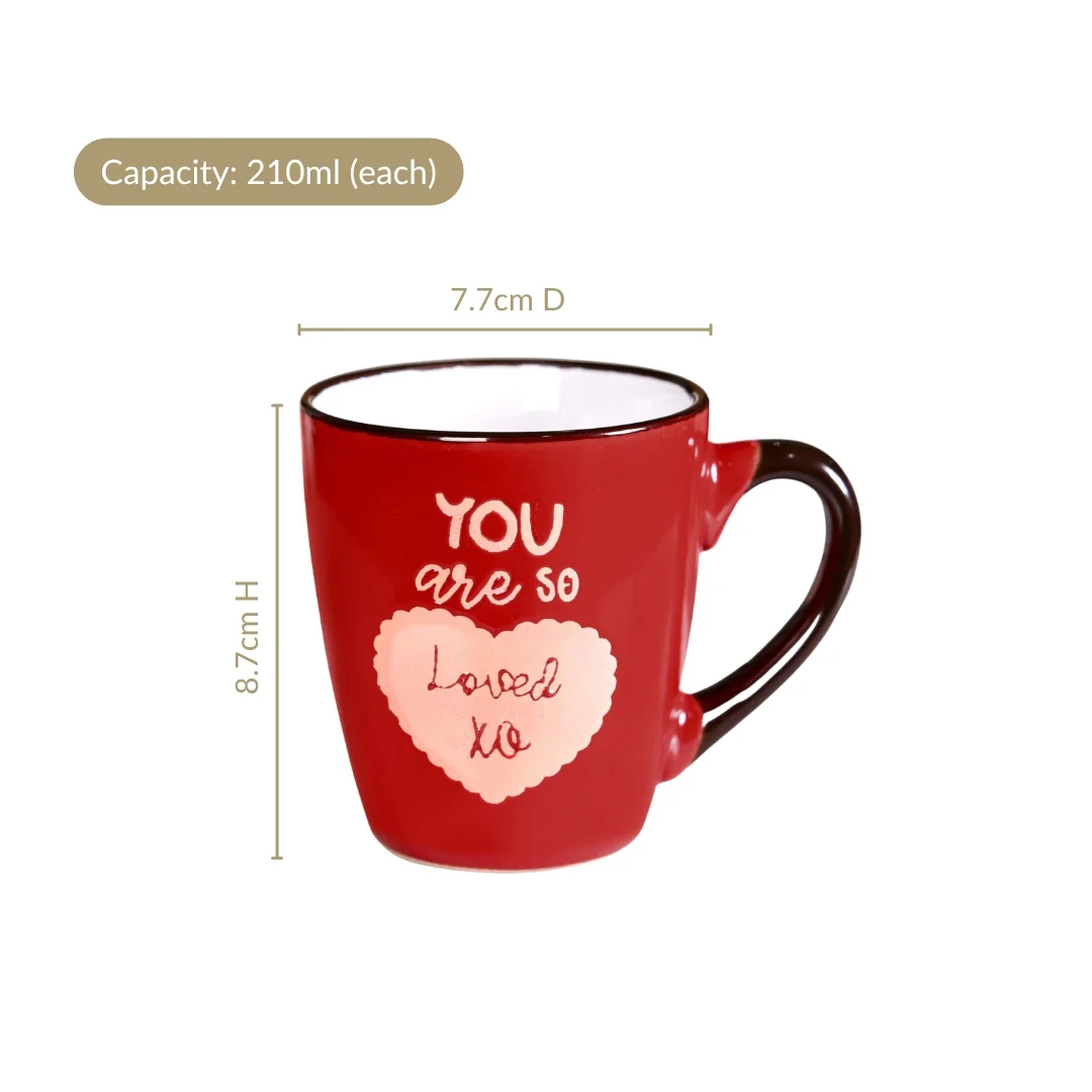 Love Note XO Ceramic Mug Set Of 4 210ml - Image 4