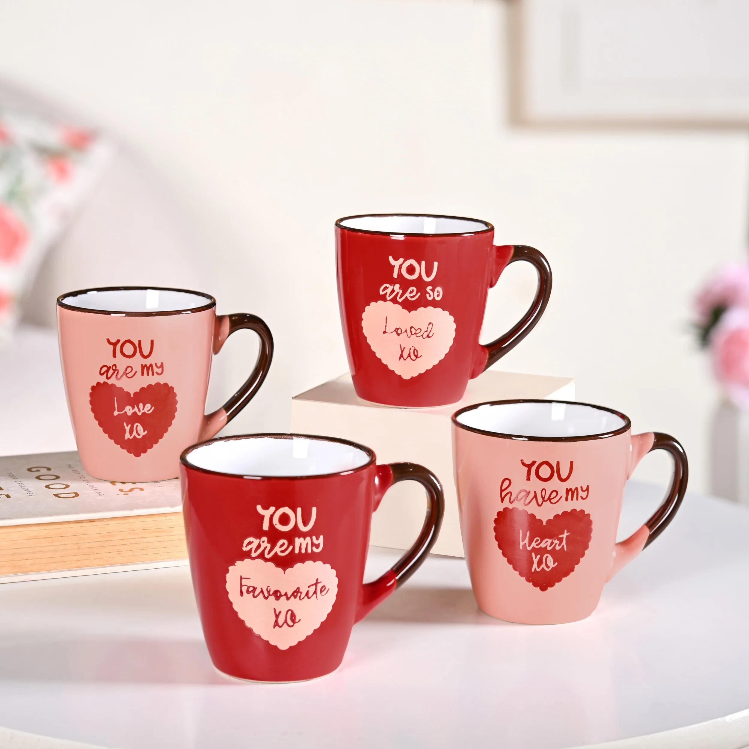 Love Note XO Ceramic Mug Set Of 4 210ml - Image 9