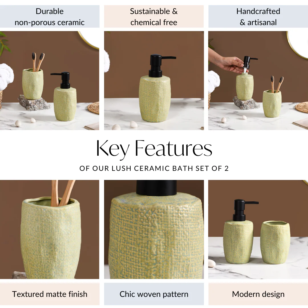 Lush Ceramic Bath Set Of 2 Lime Green - Image 5