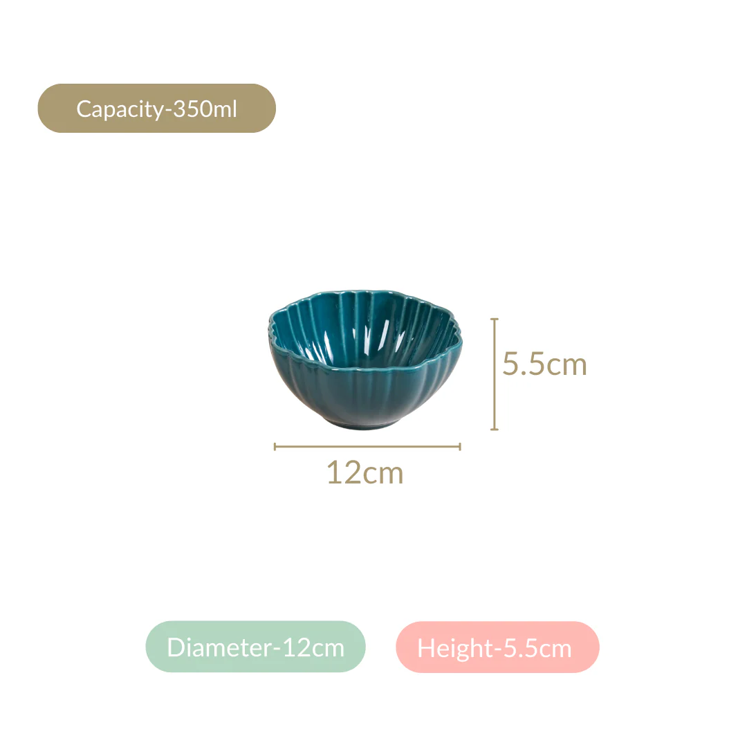 Luxe Ceramic Soup Bowls Dark Green Set Of 4 350ml - Image 6