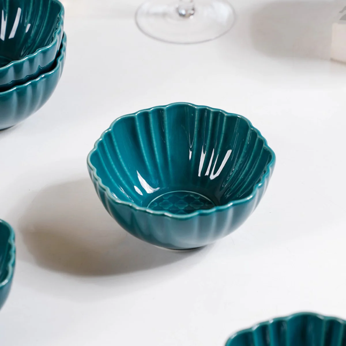 Luxe Ceramic Soup Bowls Dark Green Set Of 4 350ml - Image 8