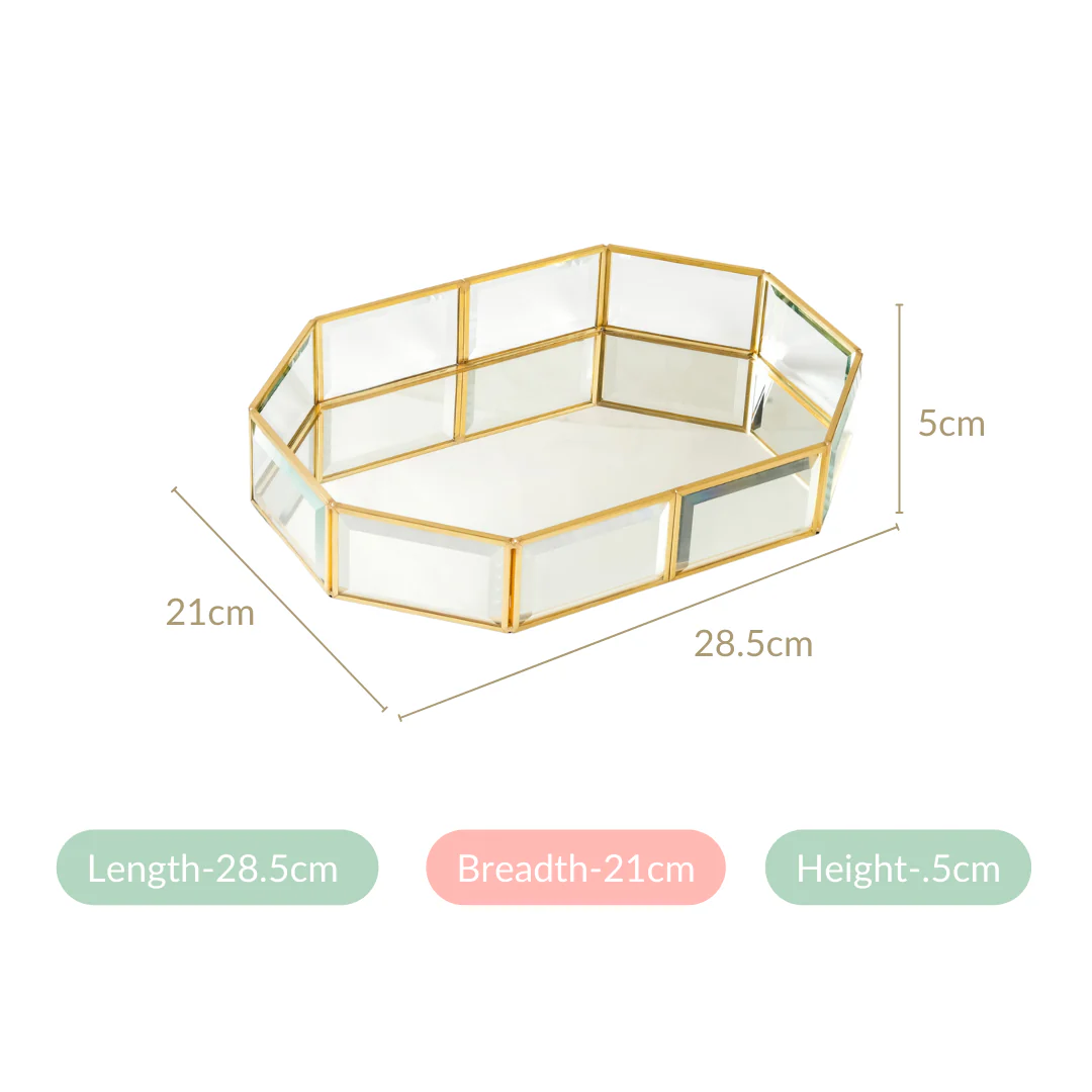 Luxe Geometric Mirror Vanity Tray Gold - Image 4