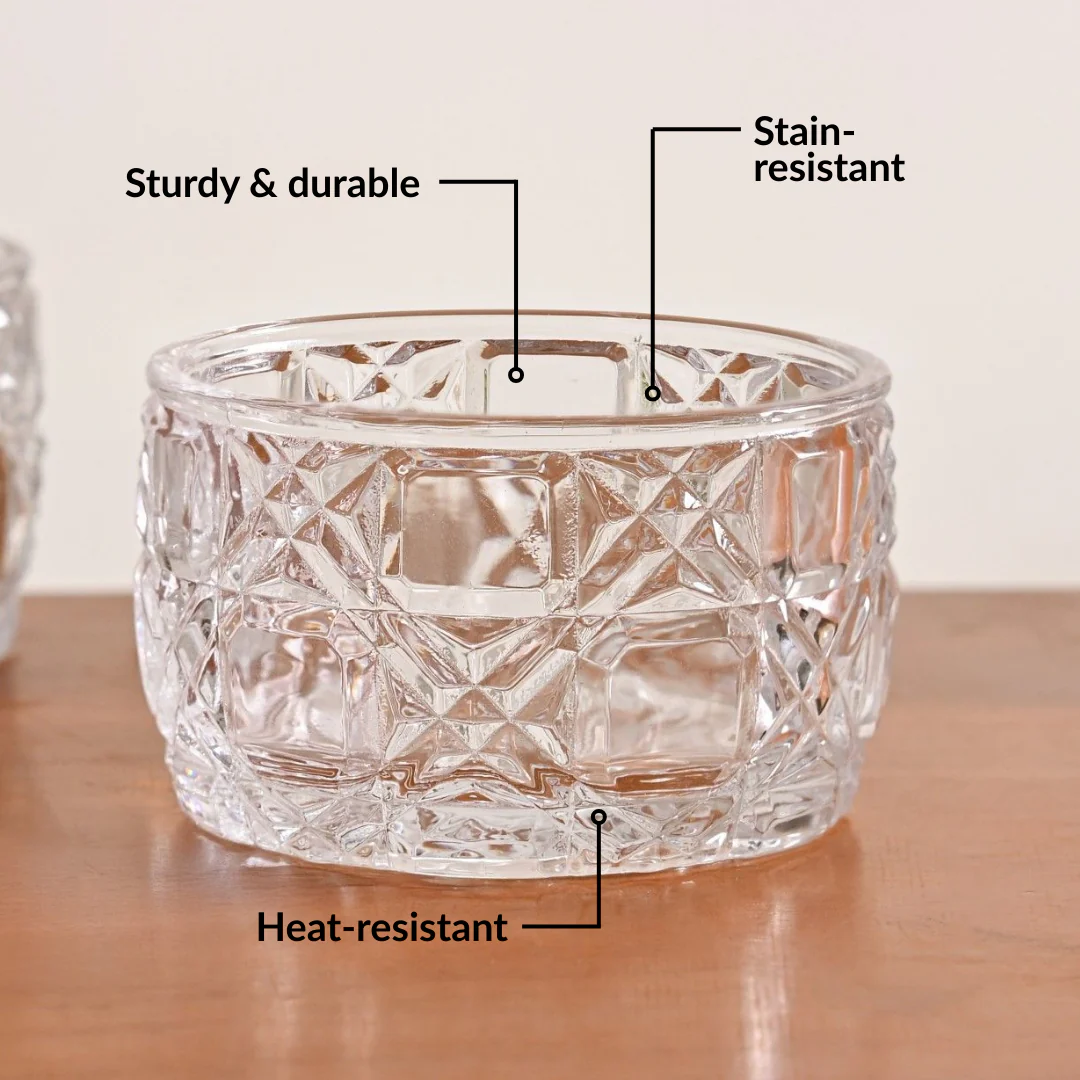 Luxury Embossed Glass Bowl Set Of 6 160ml - Image 4
