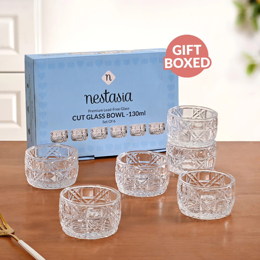 Luxury Embossed Glass Bowl Set Of 6 160ml - Image 7