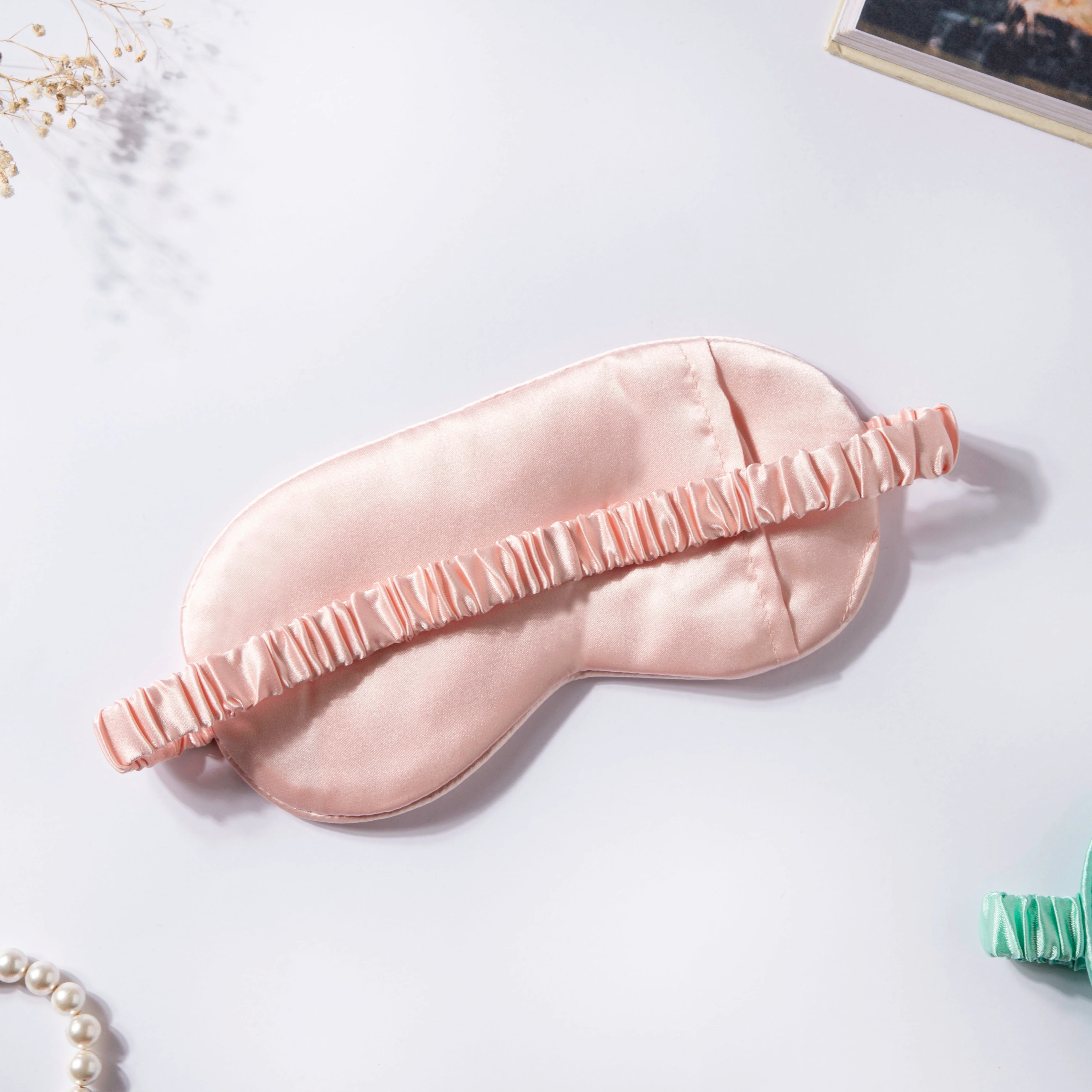 Luxury Sleep Satin Eye Mask Pastel Pink - Image 3