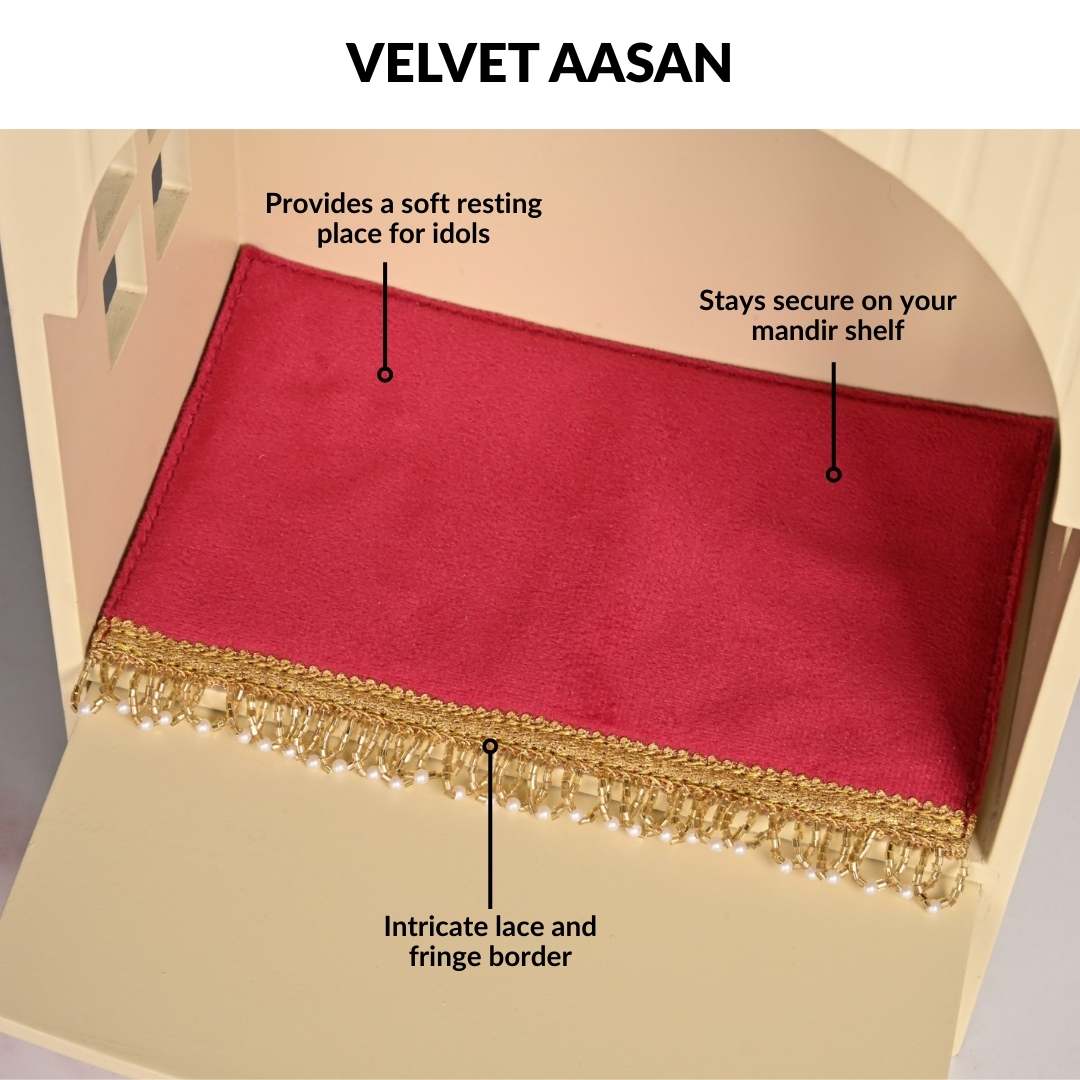 Mahima Pooja Mandir Small With Aasan Puja Thali And Curtain Set - Image 6