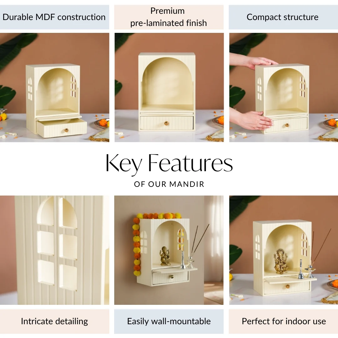 Mahima Pooja Mandir For Home And Office Small 23x13x31cm - Image 5