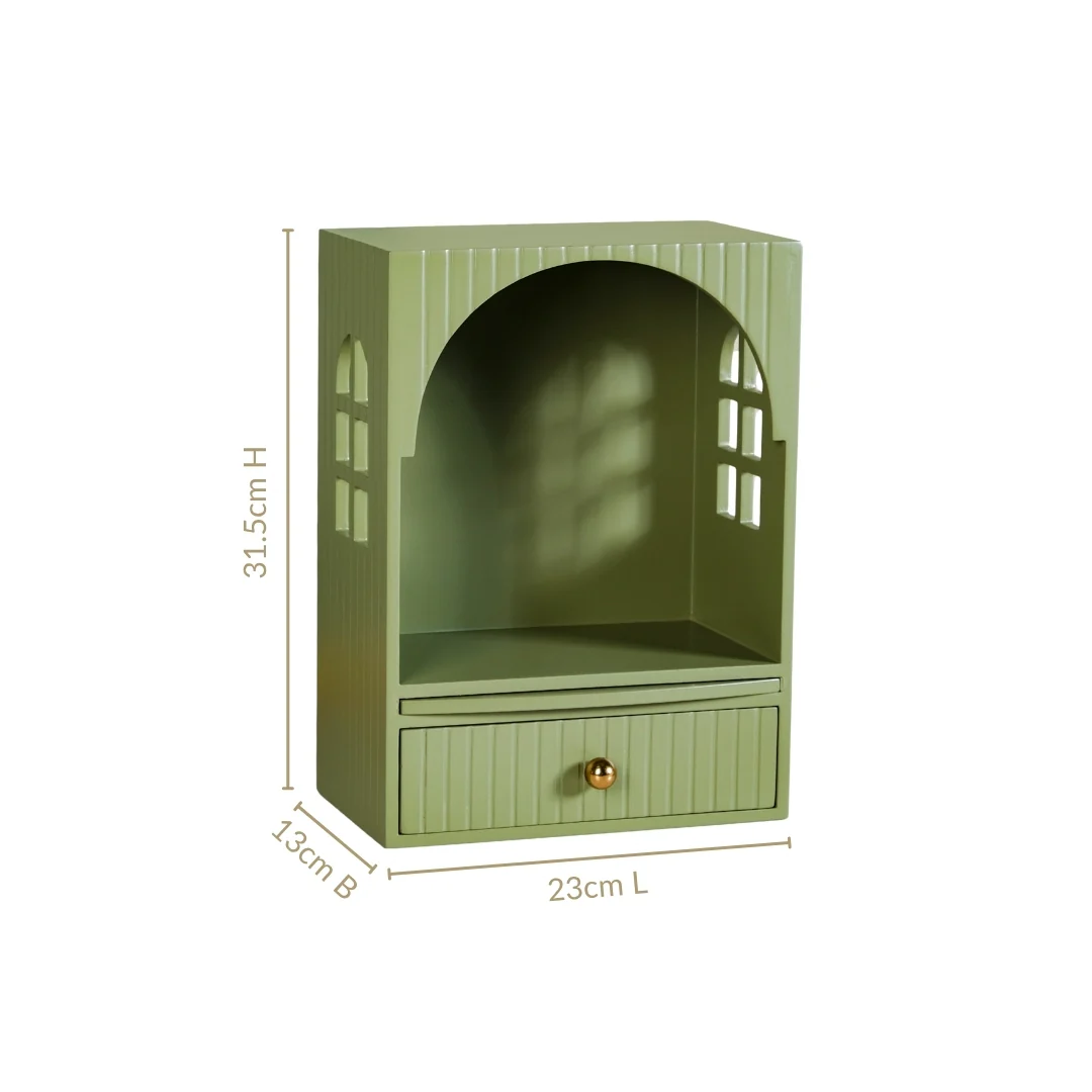 Mahima Wall Mountable Pooja Mandir Green Small 23x13x31cm - Image 4