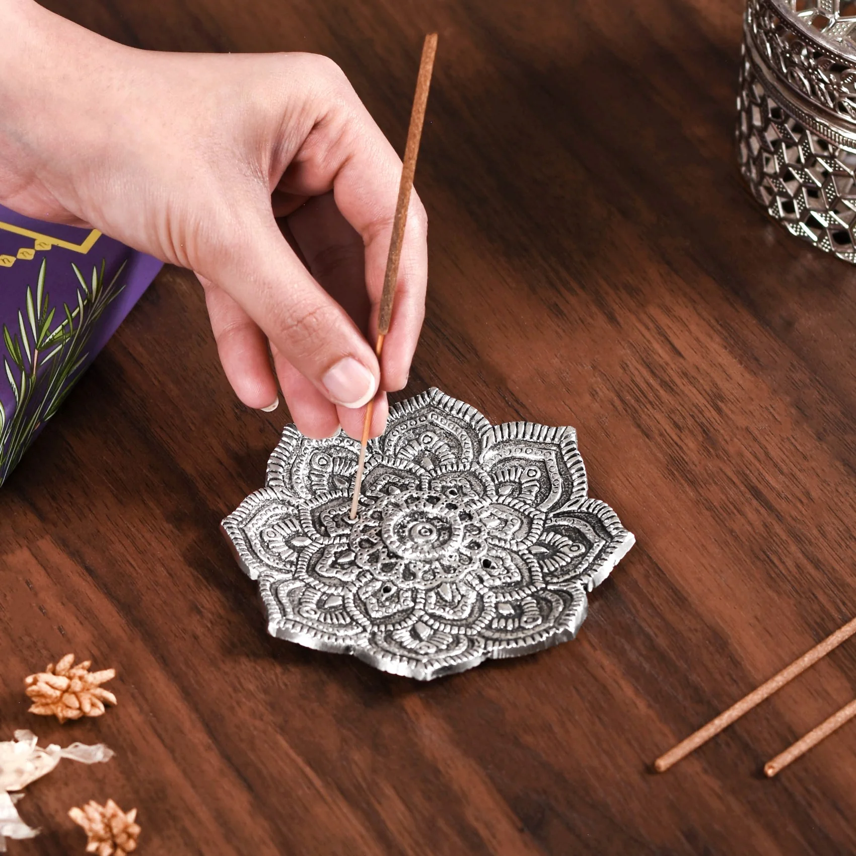 Mandala Incense Holder With Lavender Incense Sticks - Image 3