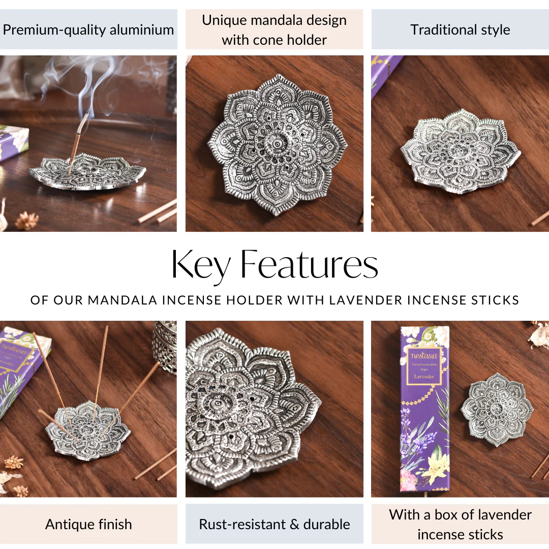 Mandala Incense Holder With Lavender Incense Sticks - Image 6