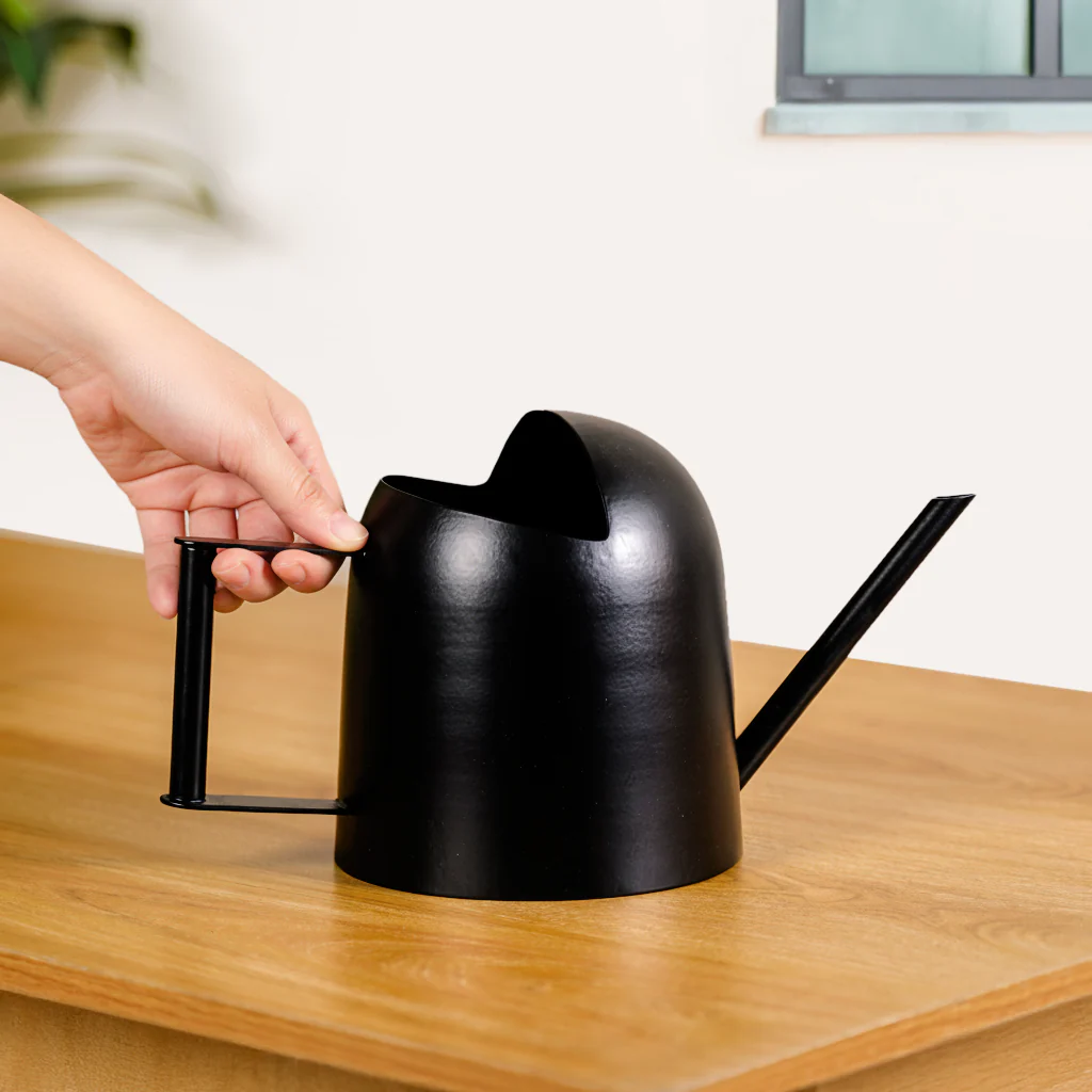 Matte Finish Metal Watering Can For Plants Black - Image 6