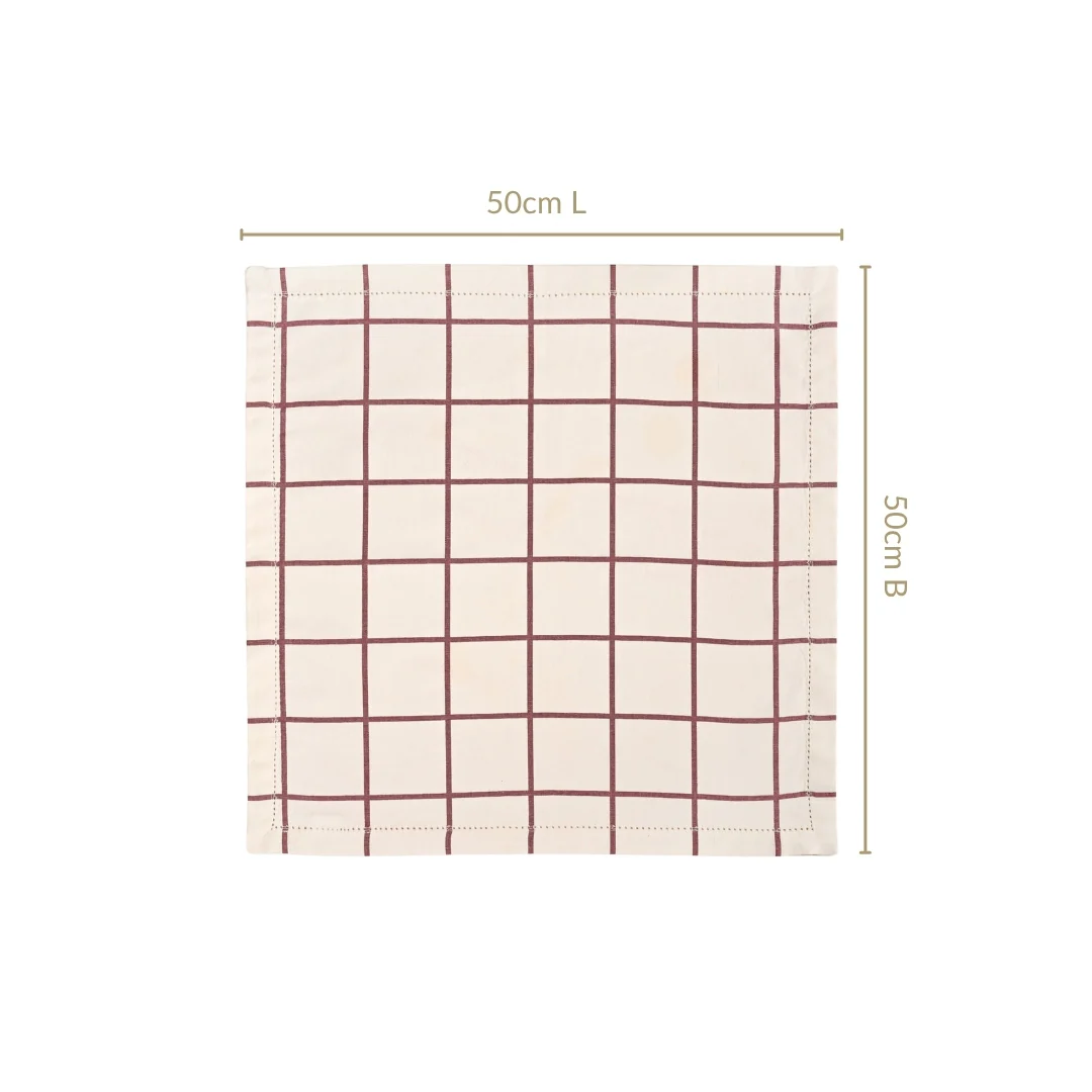 Mauve Grid Cotton Table Napkin Set Of 4 - Image 4