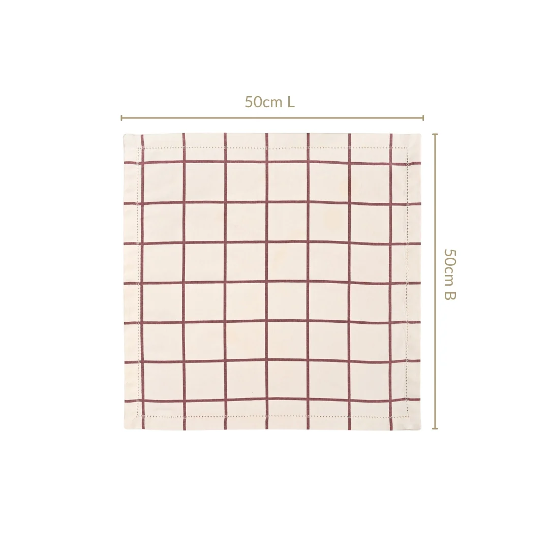 Mauve Grid Pure Cotton Table Napkin Set Of 6 - Image 4