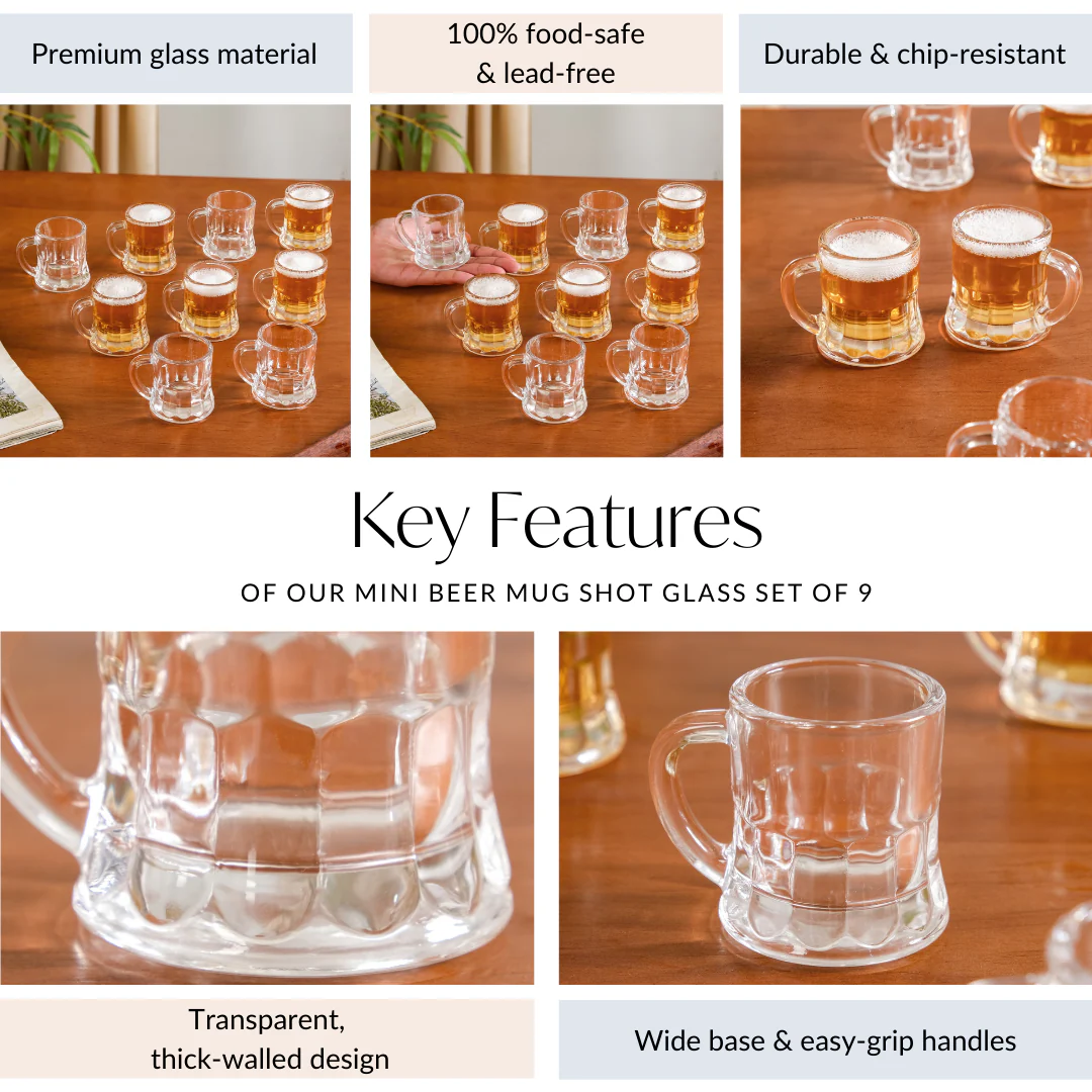 Mini Beer Mug Shot Glass Set Of 9 50ml - Image 5