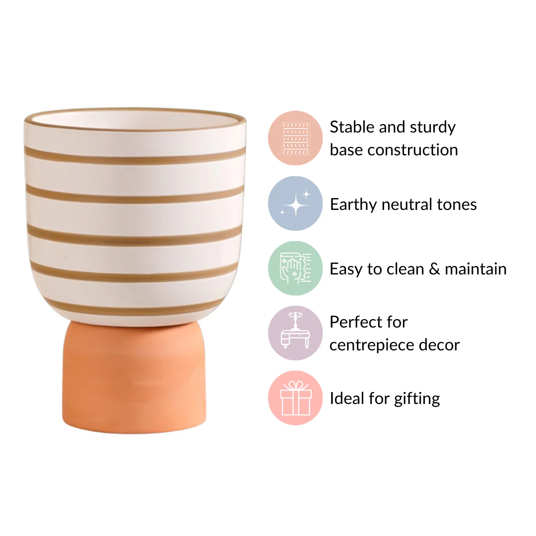 Minimal Geometric Ceramic Flower Pot White - Image 5