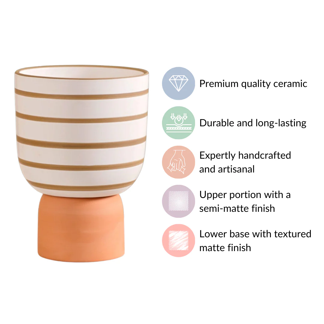 Minimal Geometric Ceramic Flower Pot White - Image 6