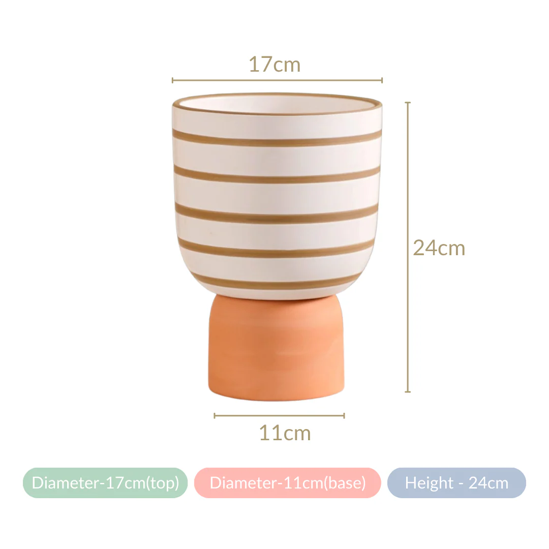 Minimal Geometric Ceramic Flower Pot White - Image 7
