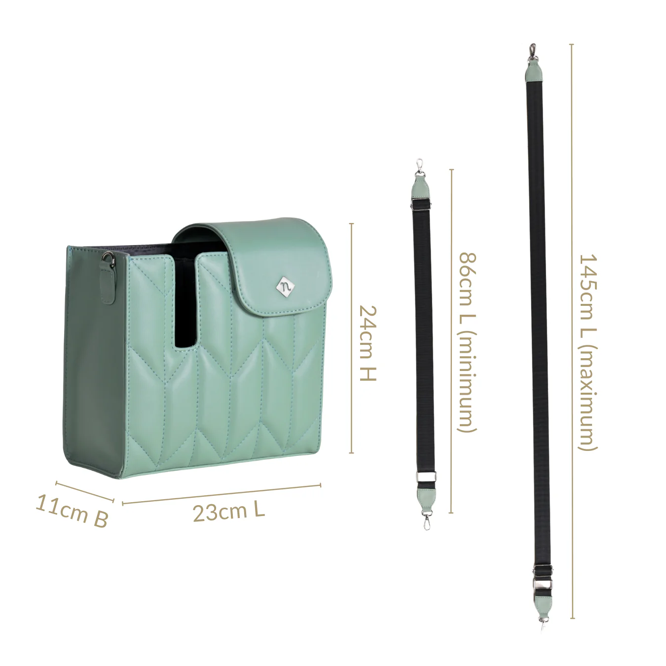 Mint Green Water Bottle Bag With Sling - Image 4