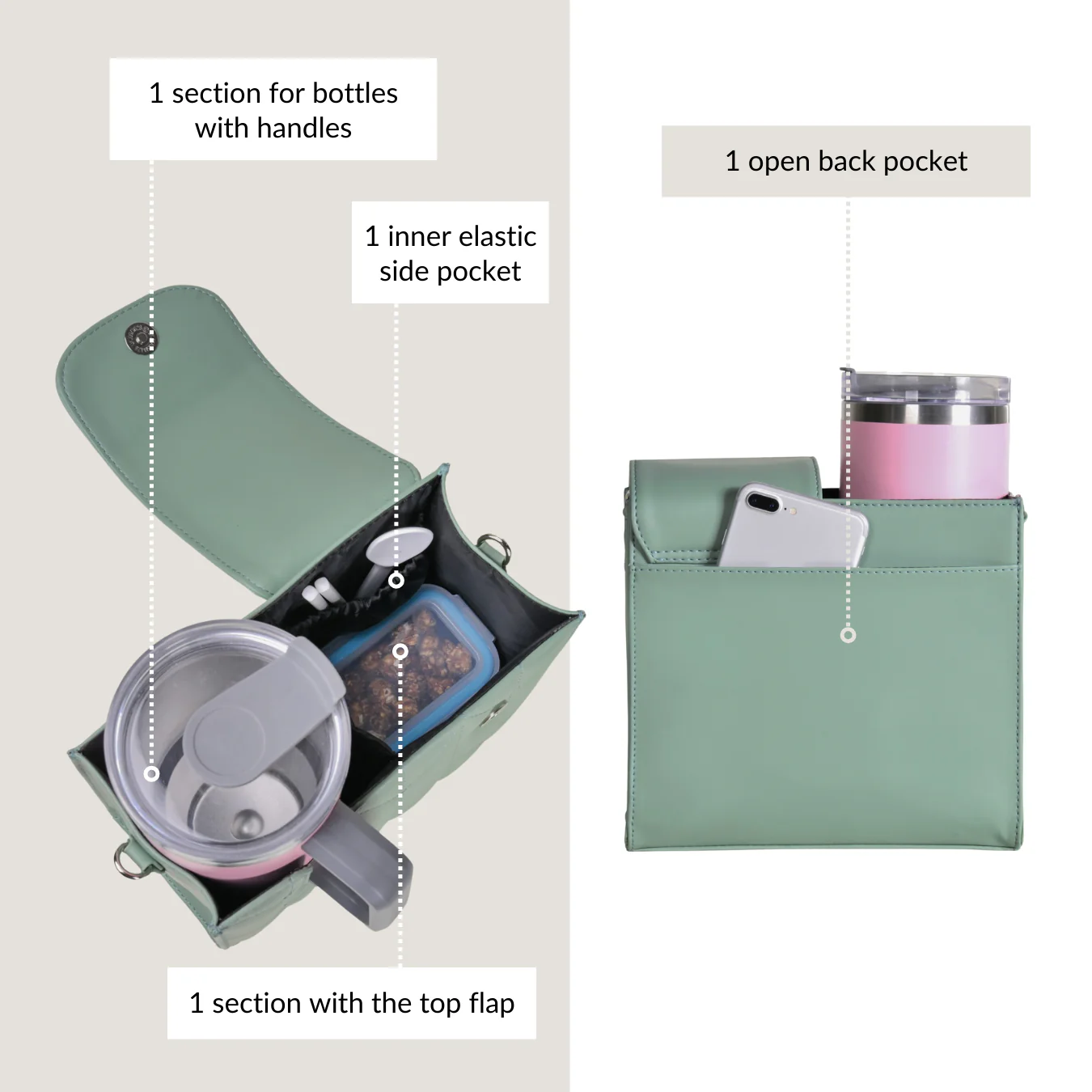 Mint Green Water Bottle Bag With Sling - Image 6