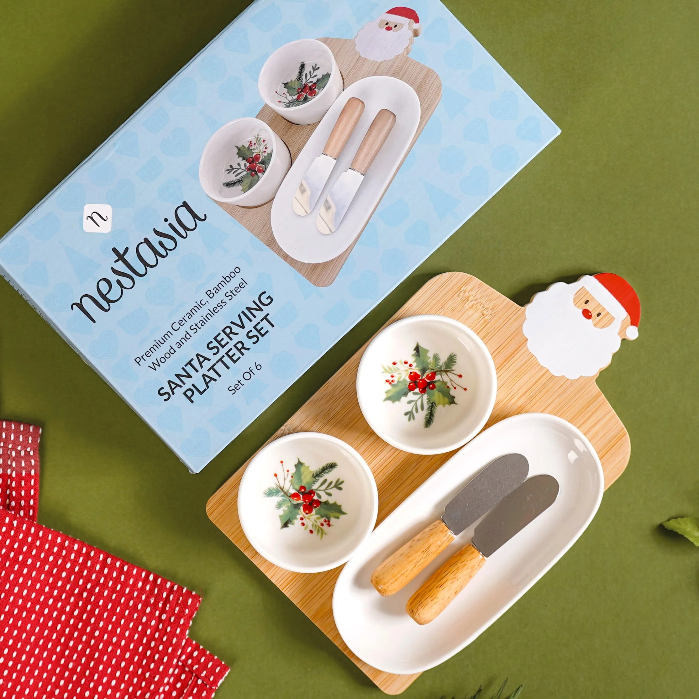 Mistletoe Santa Serving Platter Set Of 6 - Image 2