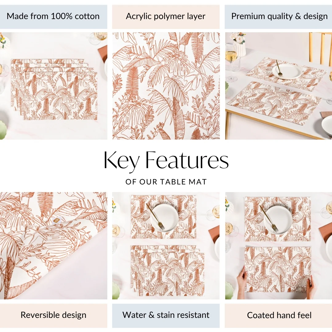 Mocha Fern Cotton Tablemat Set Of 4 - Image 5