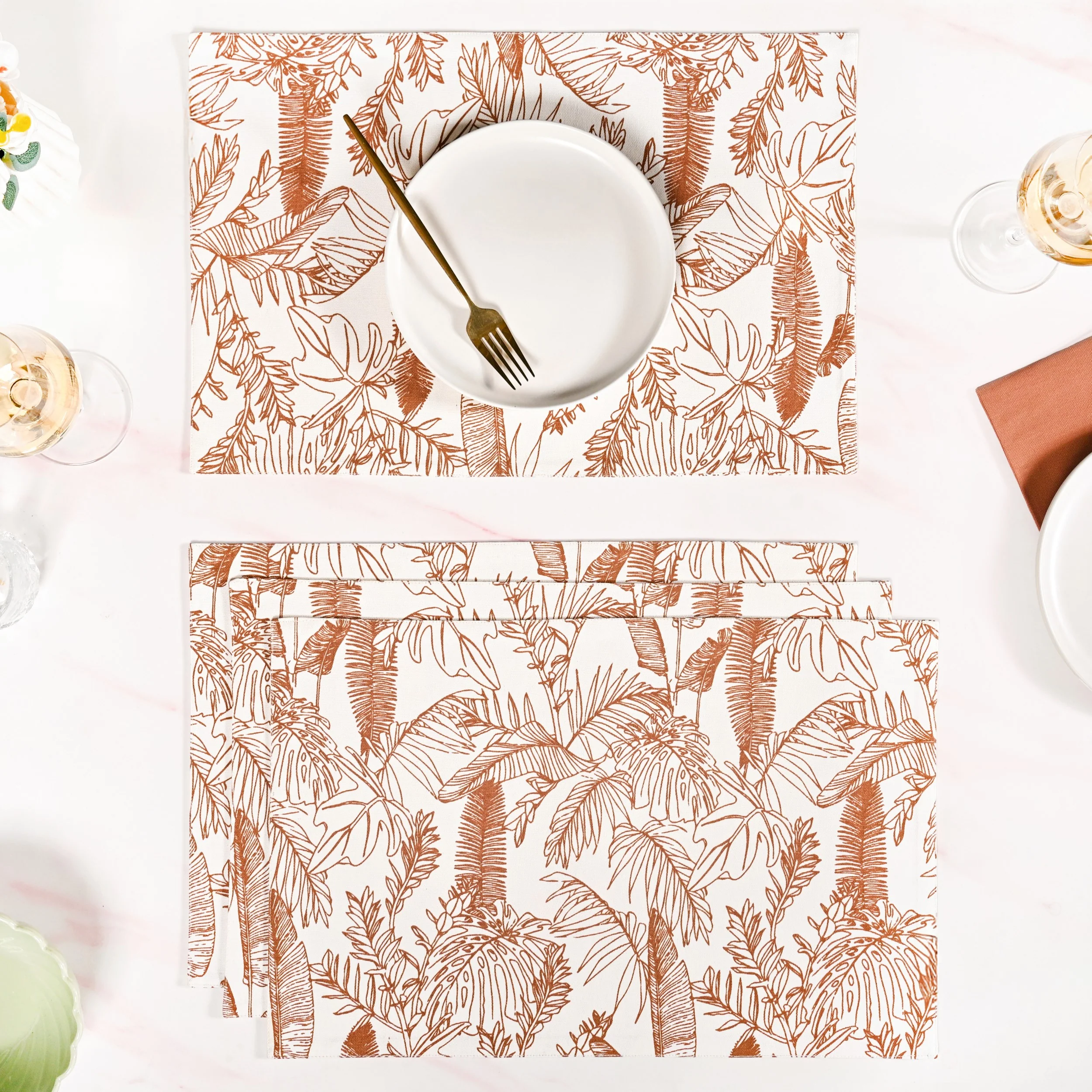 Mocha Fern Cotton Tablemat Set Of 4 - Image 7