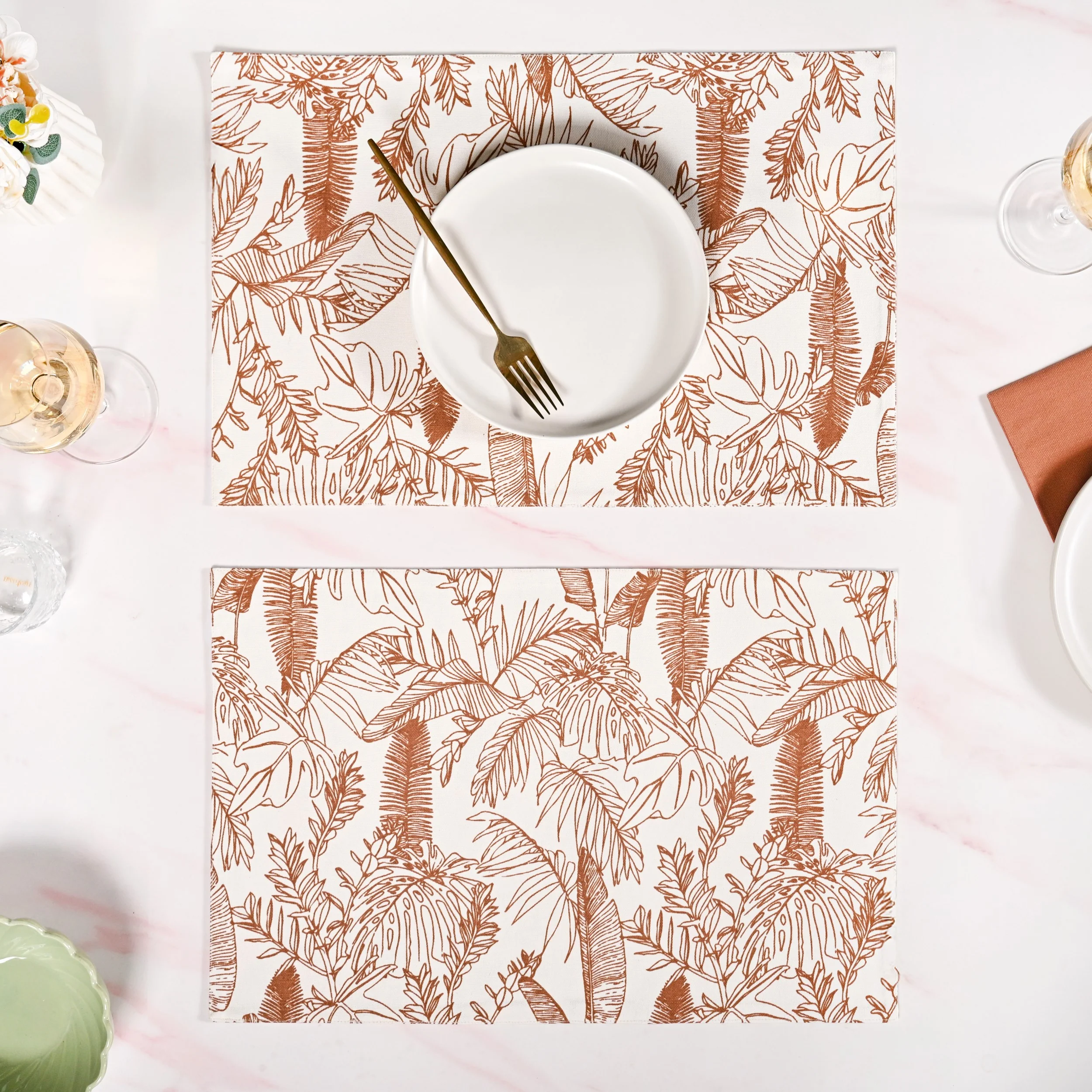 Mocha Fern Cotton Tablemat Set Of 4 - Image 8
