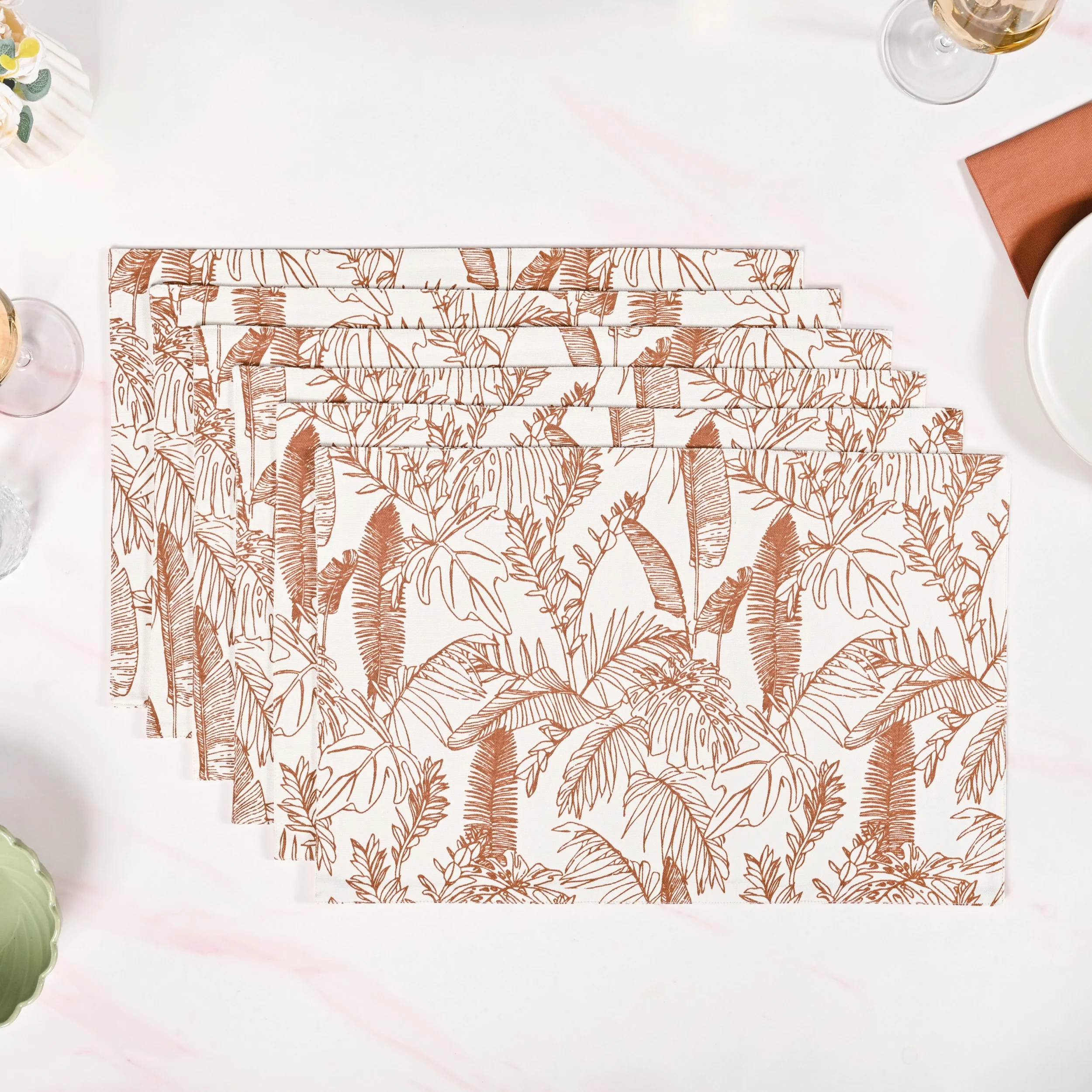 Mocha Fern Cotton Tablemat Set Of 6 - Image 2