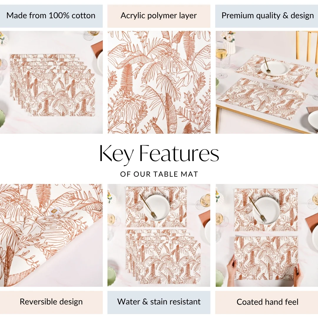 Mocha Fern Cotton Tablemat Set Of 6 - Image 5