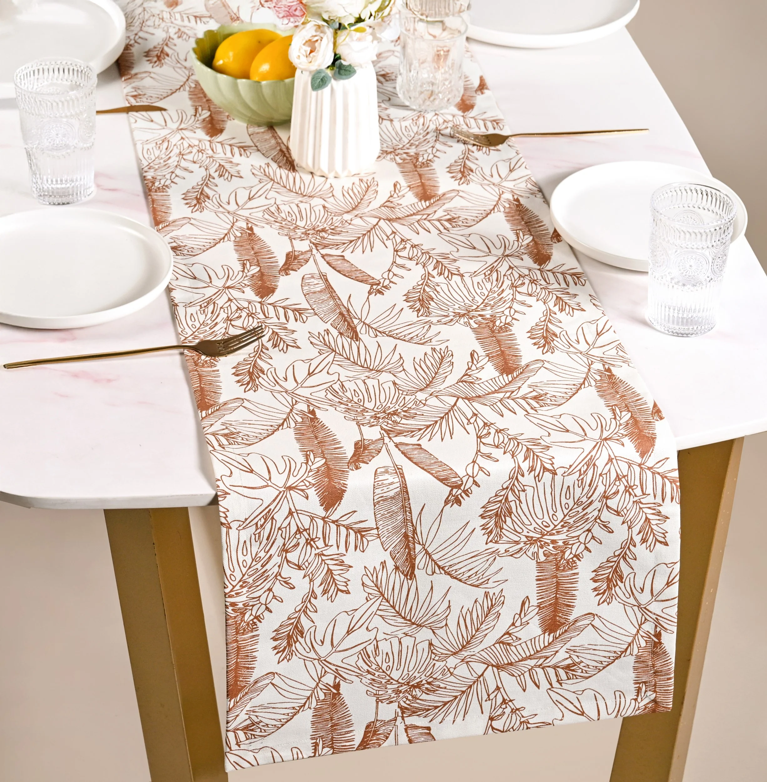 Mocha Fern Table Runner 6 Seater 185x35cm - Image 2
