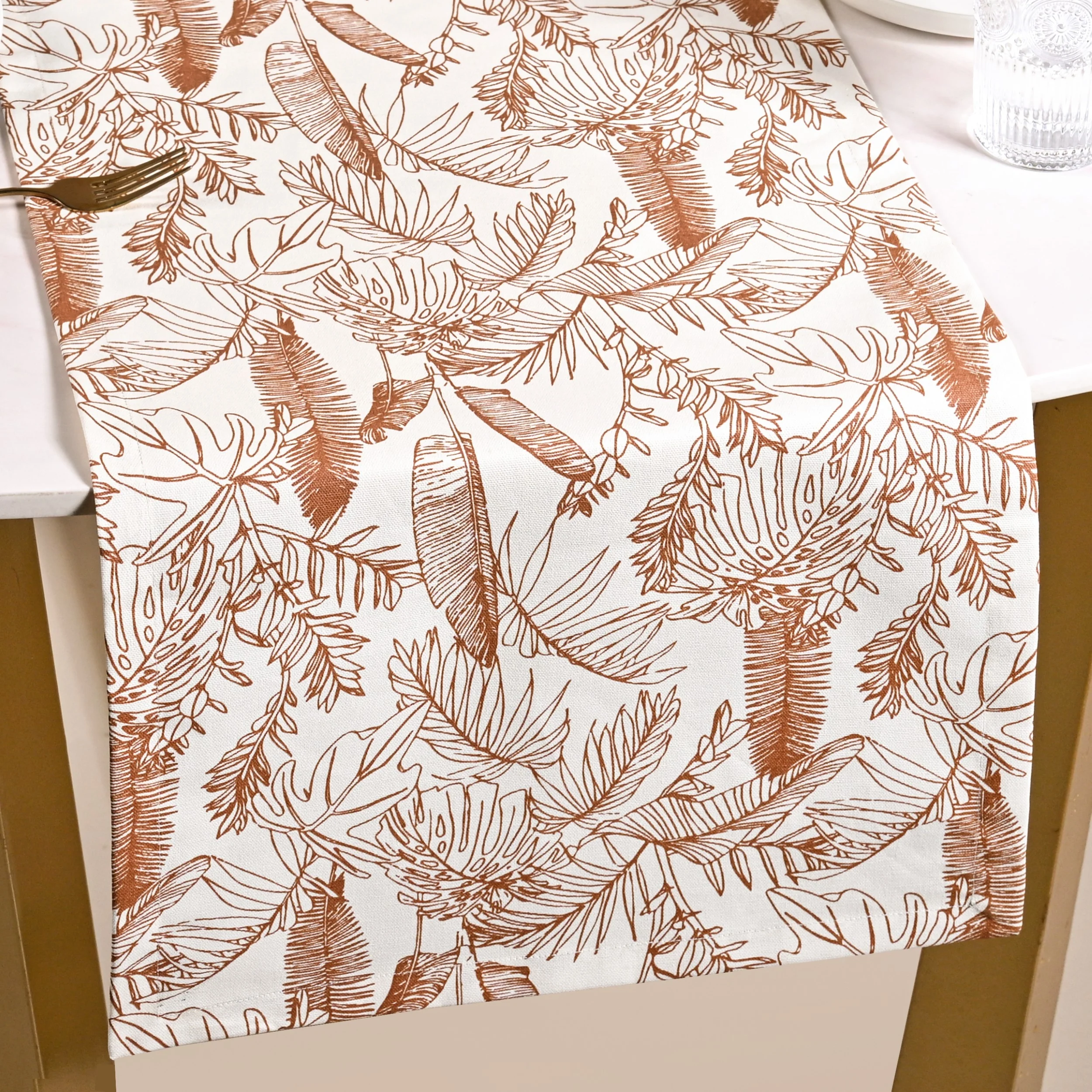 Mocha Fern Table Runner 6 Seater 185x35cm - Image 3