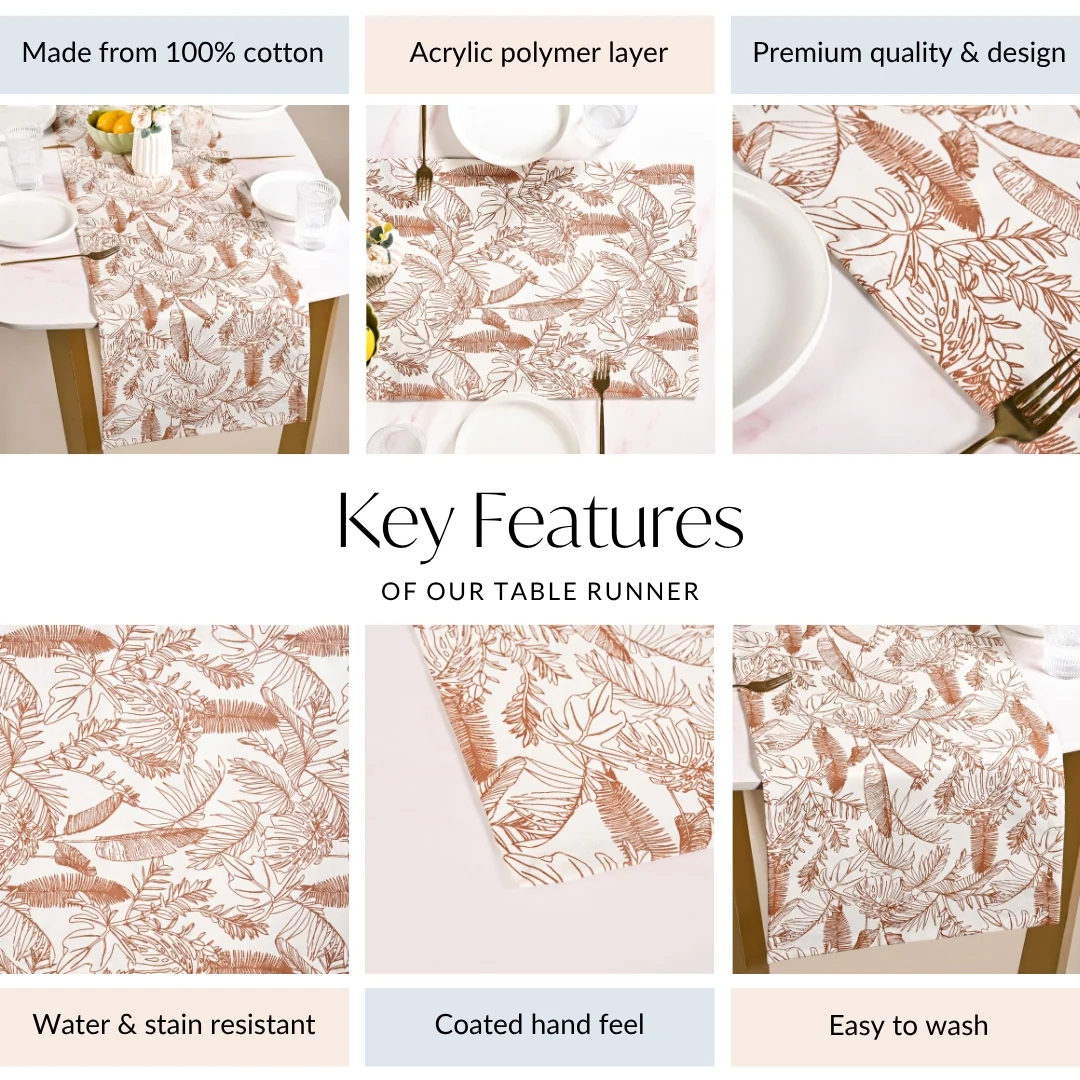 Mocha Fern Table Runner 6 Seater 185x35cm - Image 5
