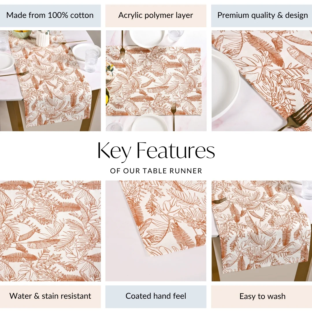 Mocha Fern Table Runner 8 Seater 264x35cm - Image 5