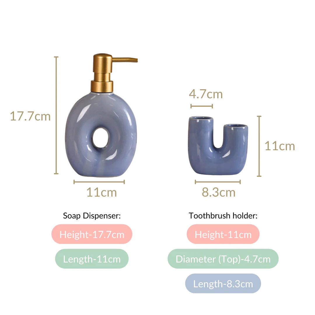 Modern Ceramic Bath Set of 2 Blue - Image 4