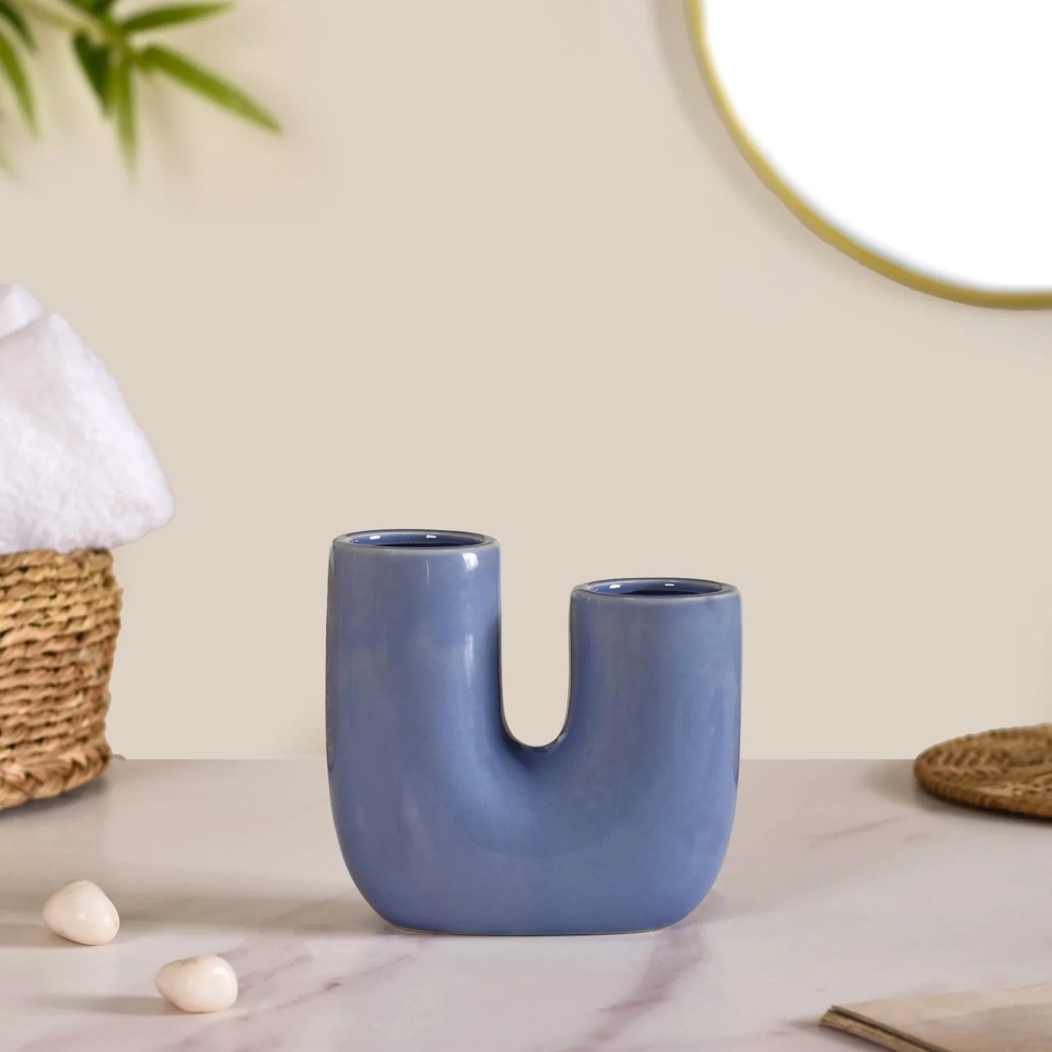 Modern Ceramic Bath Set of 2 Blue - Image 7