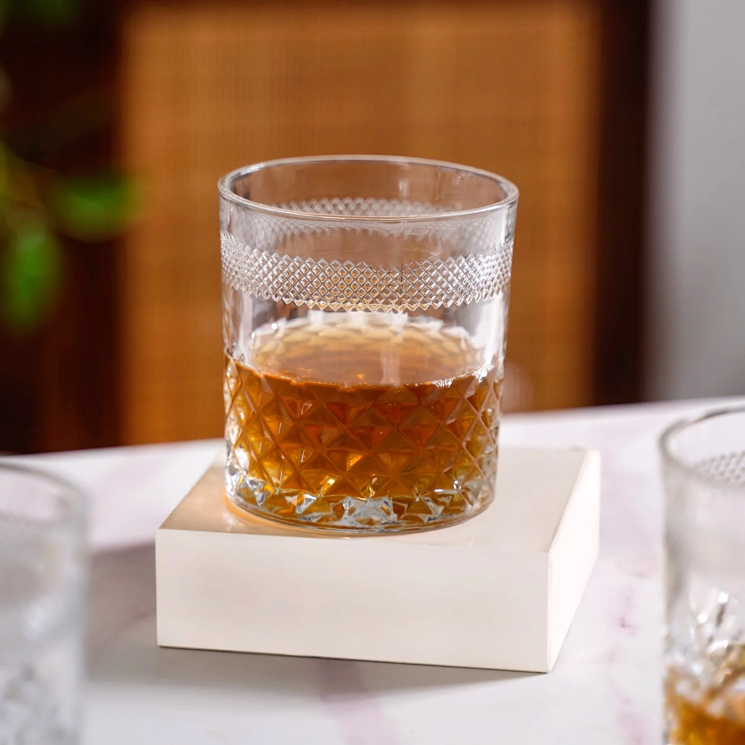 Modern Diamond Embossed Scotch Glass Large Set Of 6 310ml - Image 7