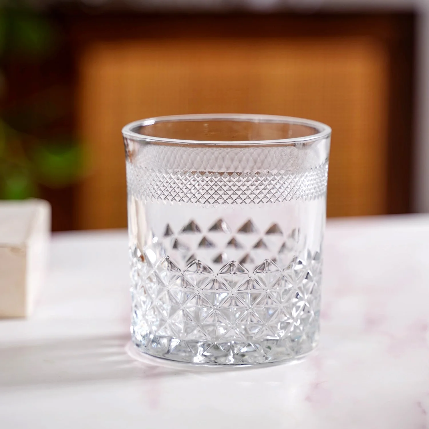 Modern Diamond Embossed Scotch Glass Large Set Of 6 310ml - Image 8