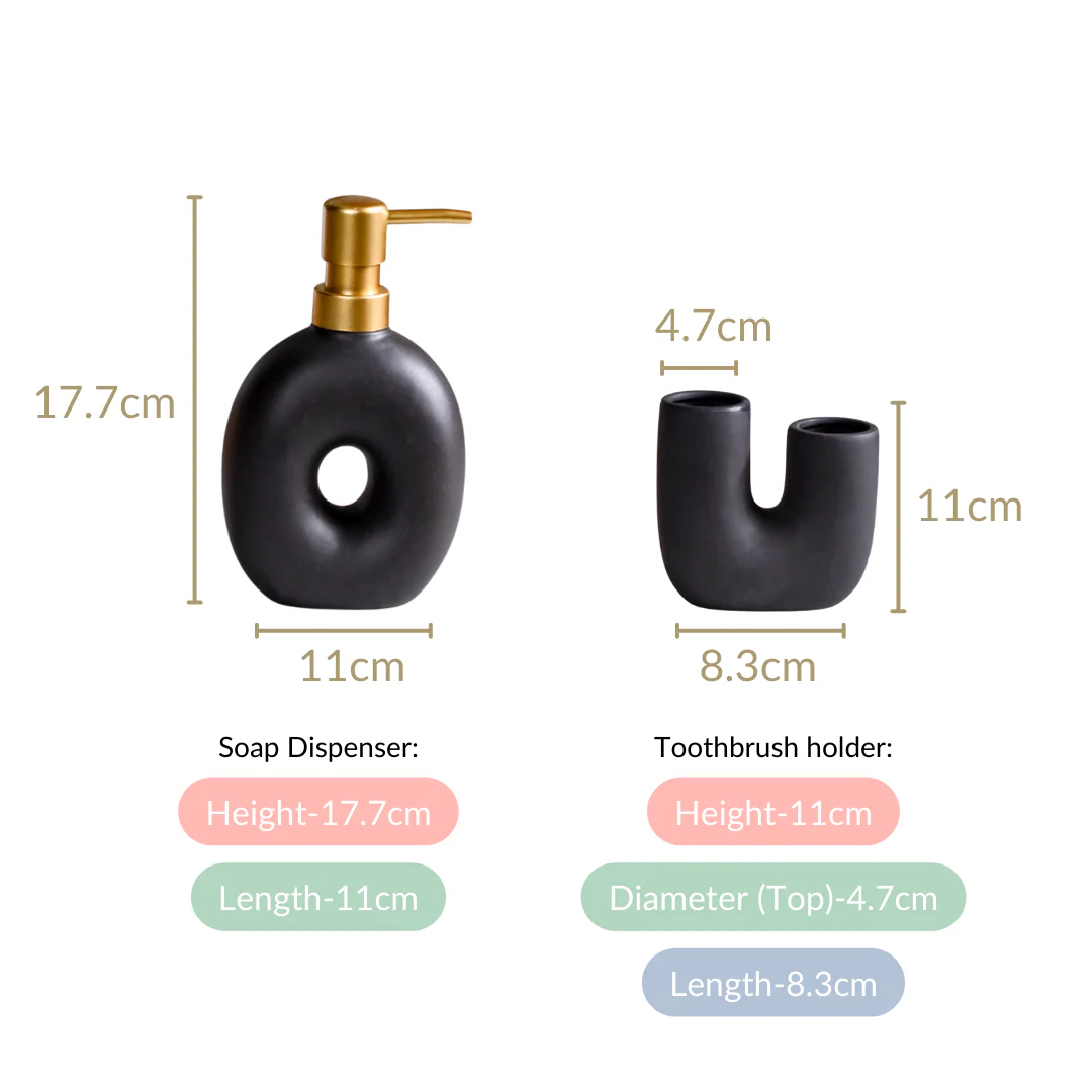 Modern Donut Ceramic Bath Set Of 2 Matte Black - Image 5