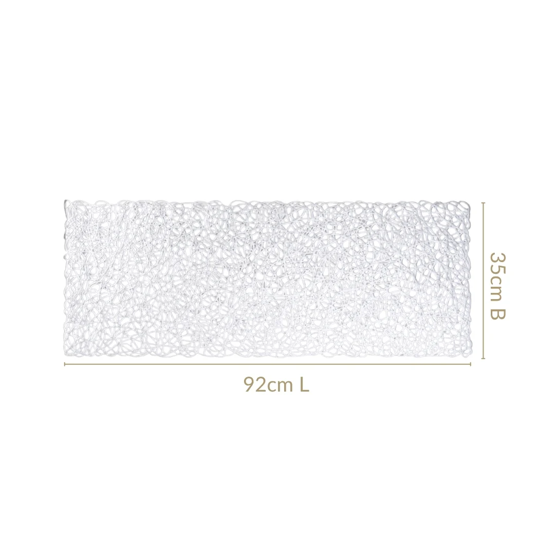 Modern Laser Cut Style Silver Table Runner Silver 92x35cm - Image 3