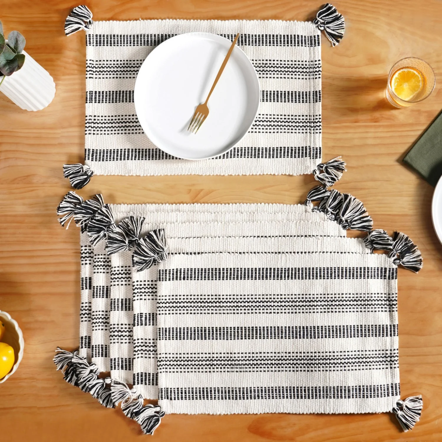 Monochrome Cotton Placemat Set Of 6 - Image 2