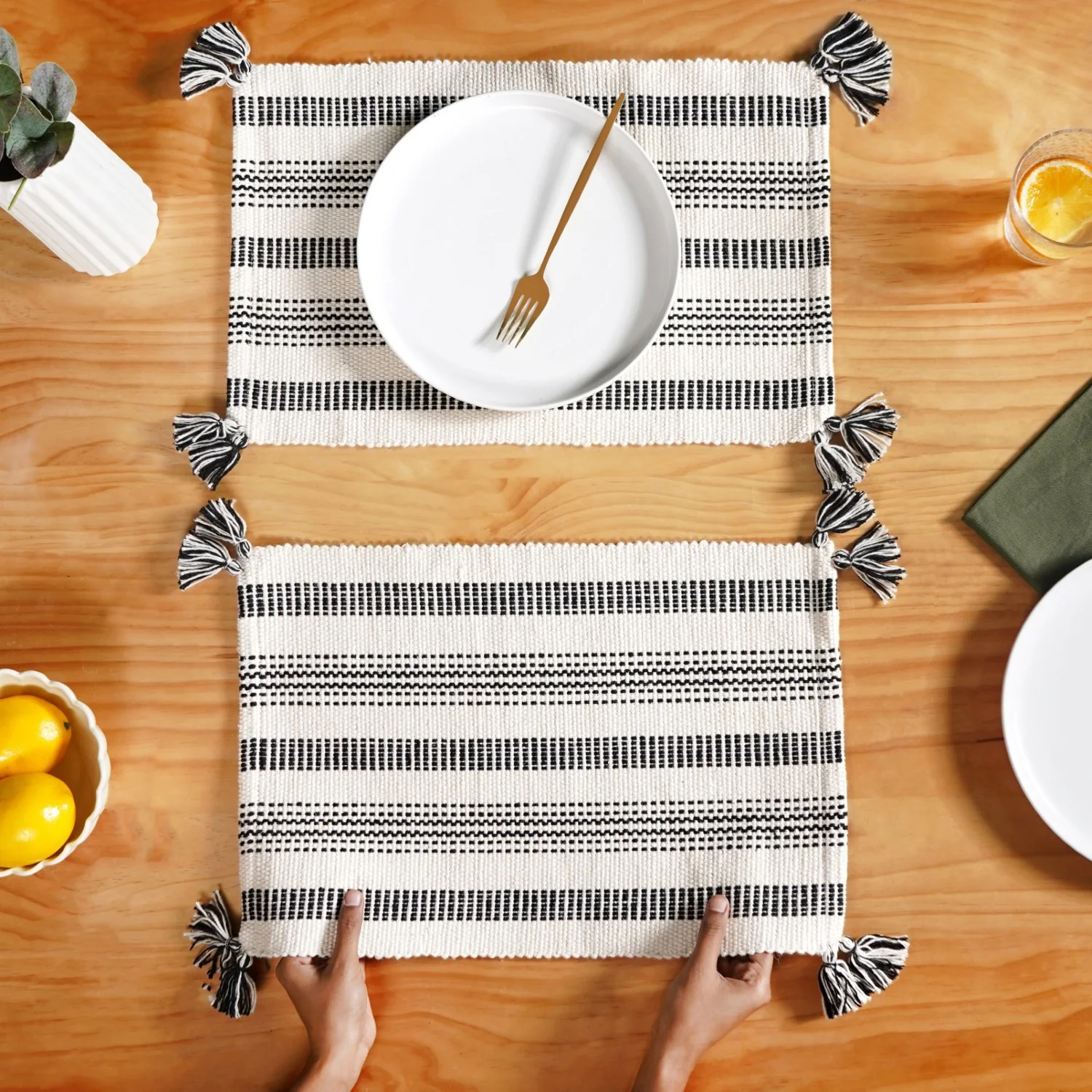 Monochrome Cotton Placemat Set Of 6 - Image 3