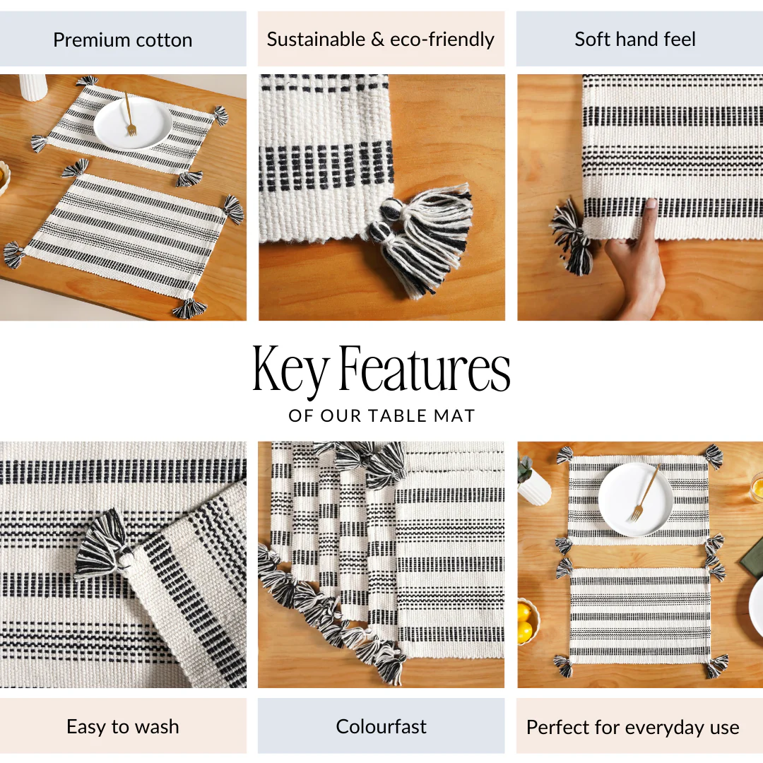 Monochrome Cotton Placemat Set Of 6 - Image 5