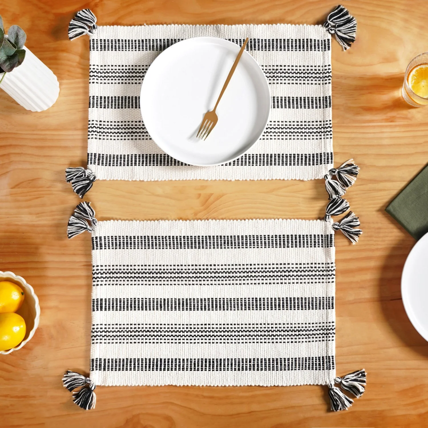 Monochrome Cotton Placemat Set Of 6 - Image 8