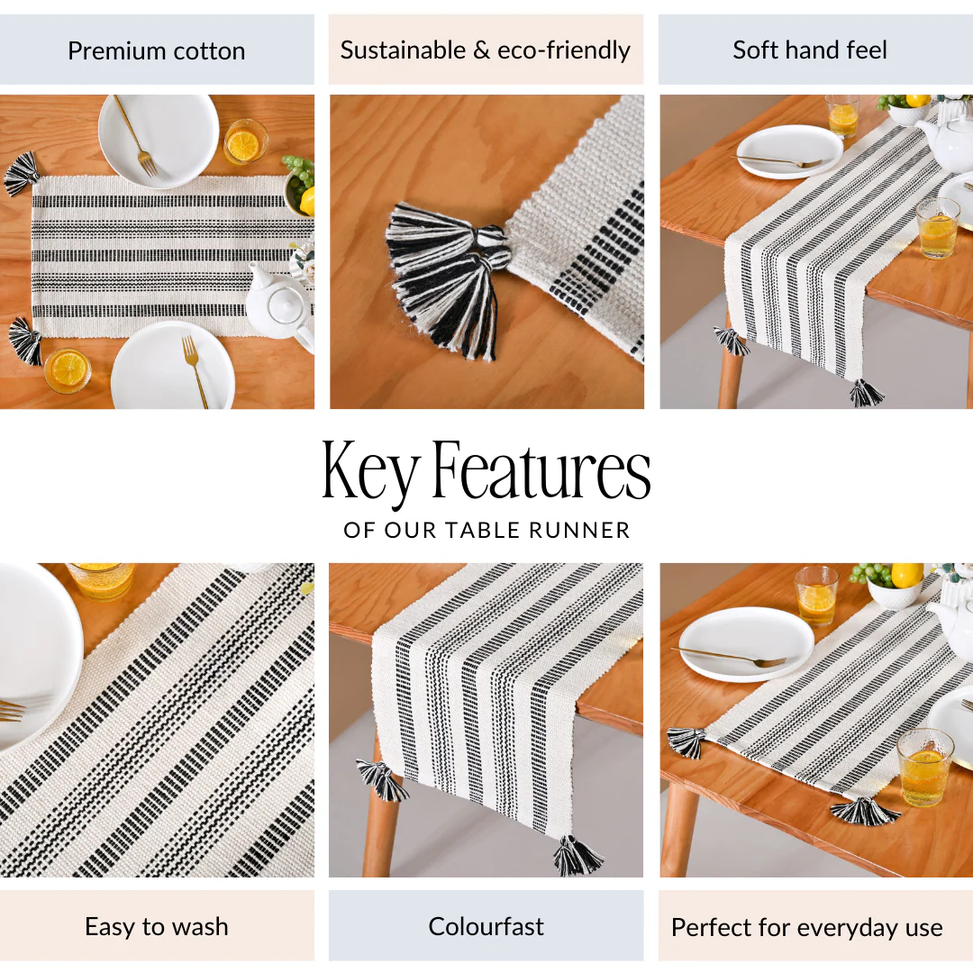 Monochrome Cotton Runner 180x33cm - Image 5