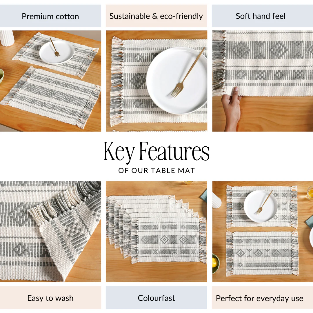 MonoLoom Fringed Cotton Placemat Set Of 6 - Image 5