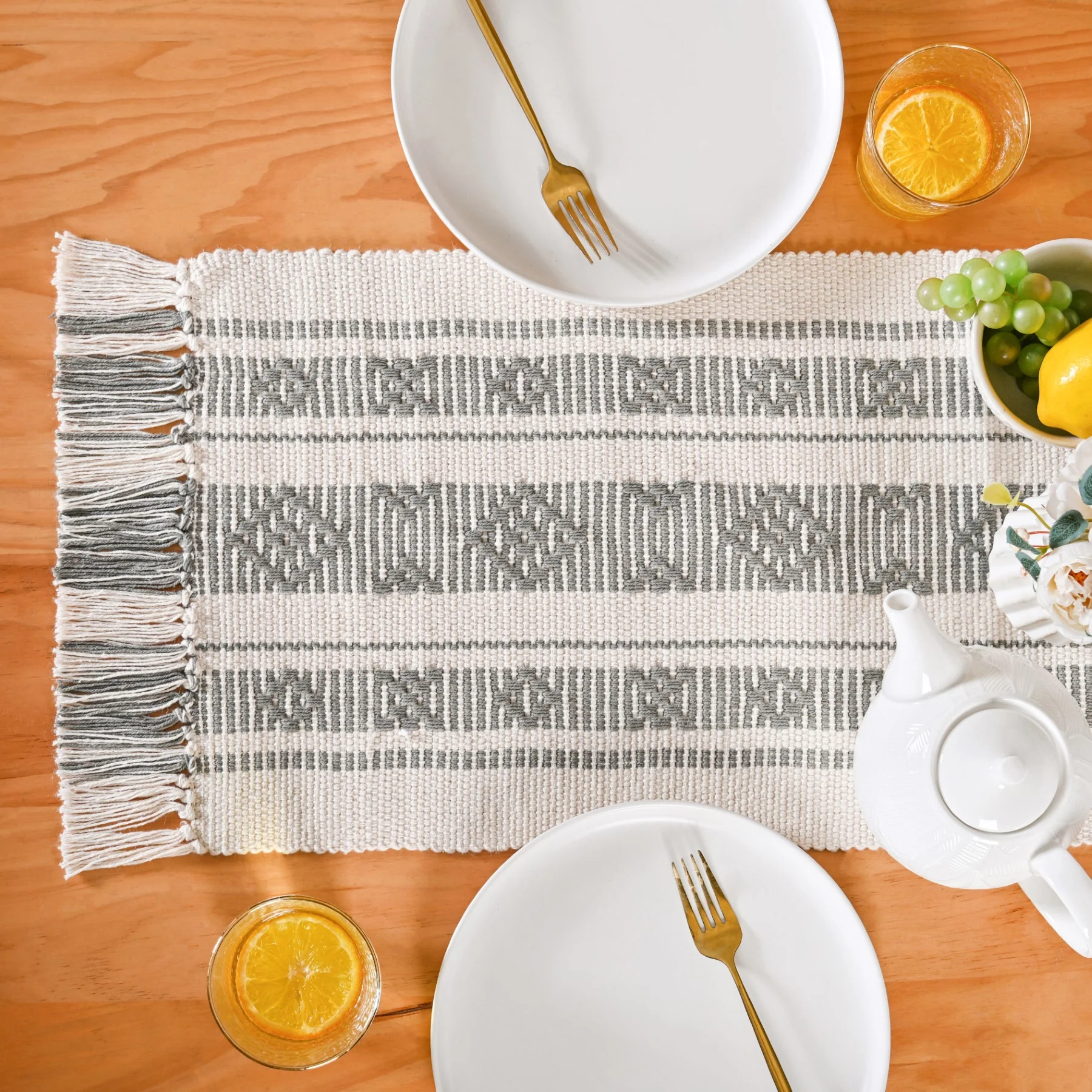MonoLoom Fringed Cotton Runner 180x33cm - Image 7
