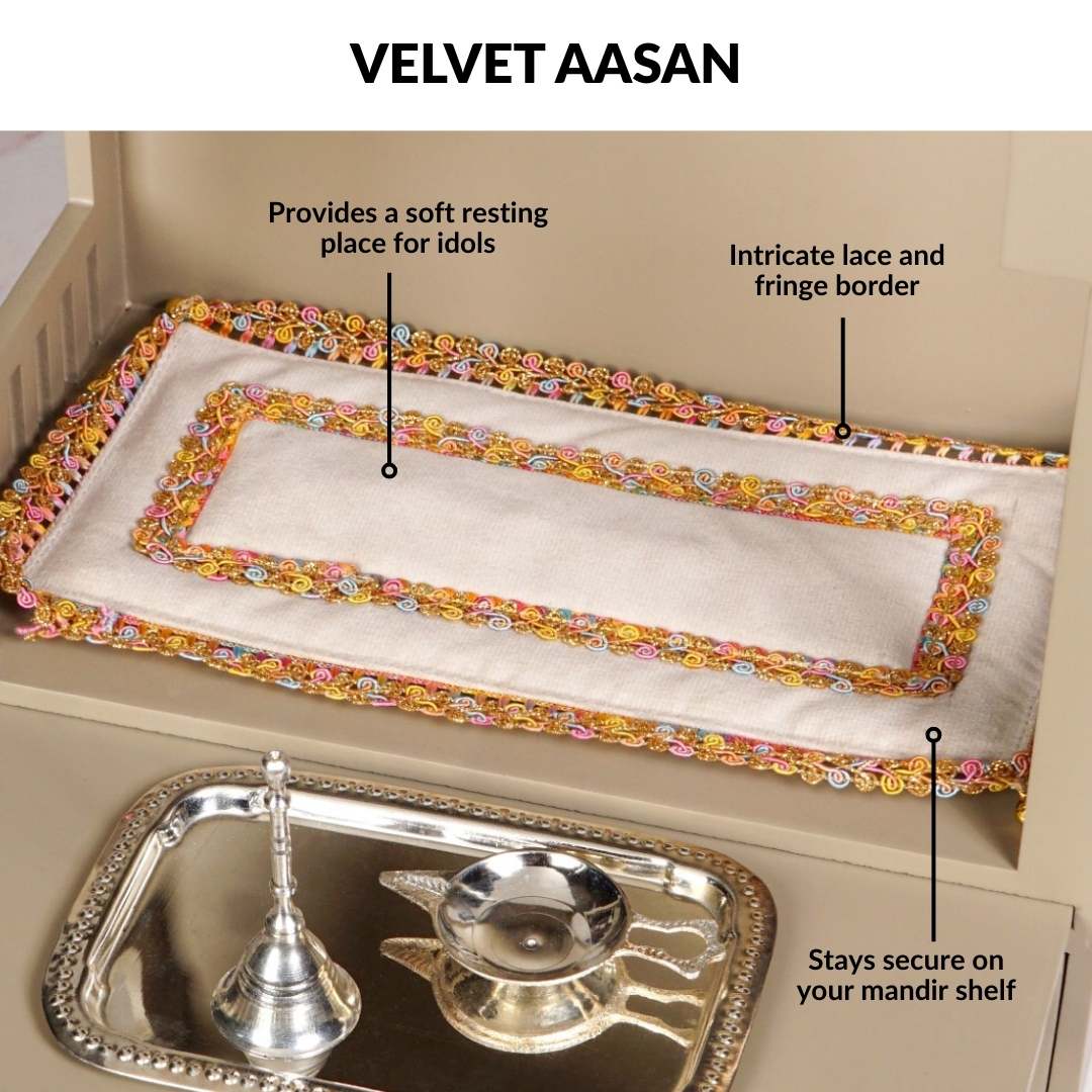Mountable Mandir Medium With Bell Aasan Ghanti Diya Curtain And Puja Thali - Image 6