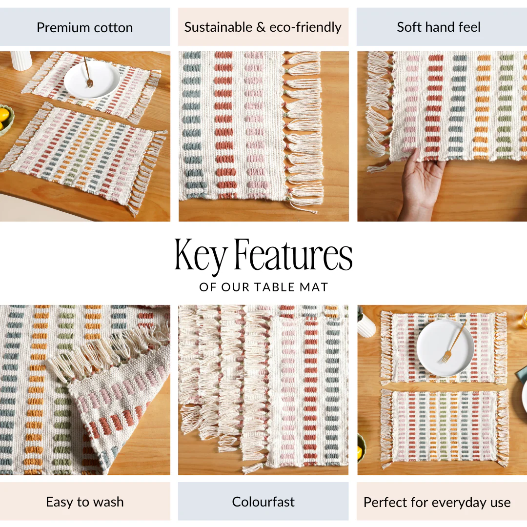 Multicoloured Cotton Placemat Set Of 6 - Image 5