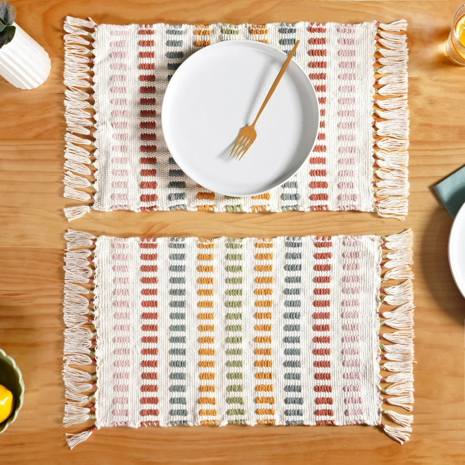 Multicoloured Cotton Placemat Set Of 6 - Image 7